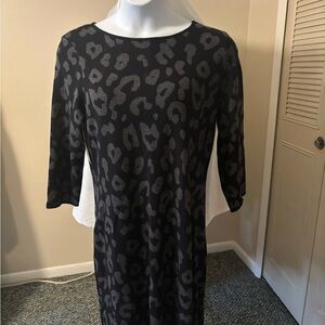 Anne Klein Black and Gray Cheetah print Cotton knit dress